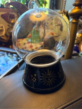 Glass crystal ball storage jar, celestial accents